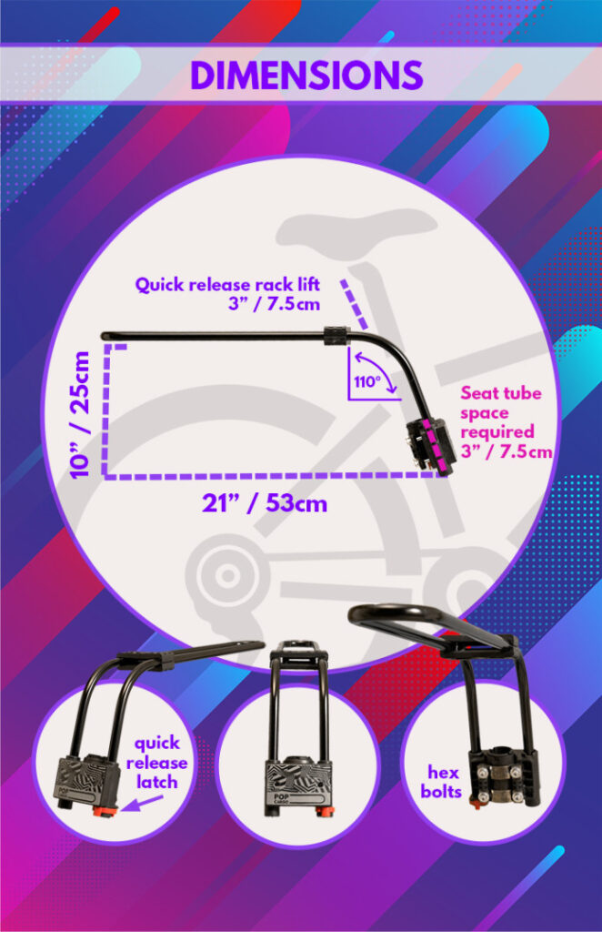 PopCargo quick release bike rack dimensions